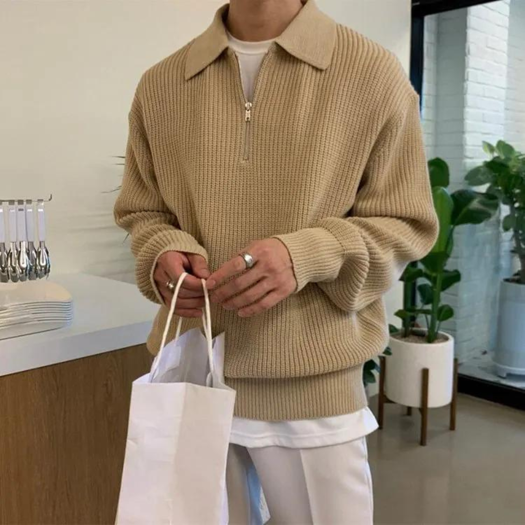 "CESARE" - HALF ZIP SWEATER