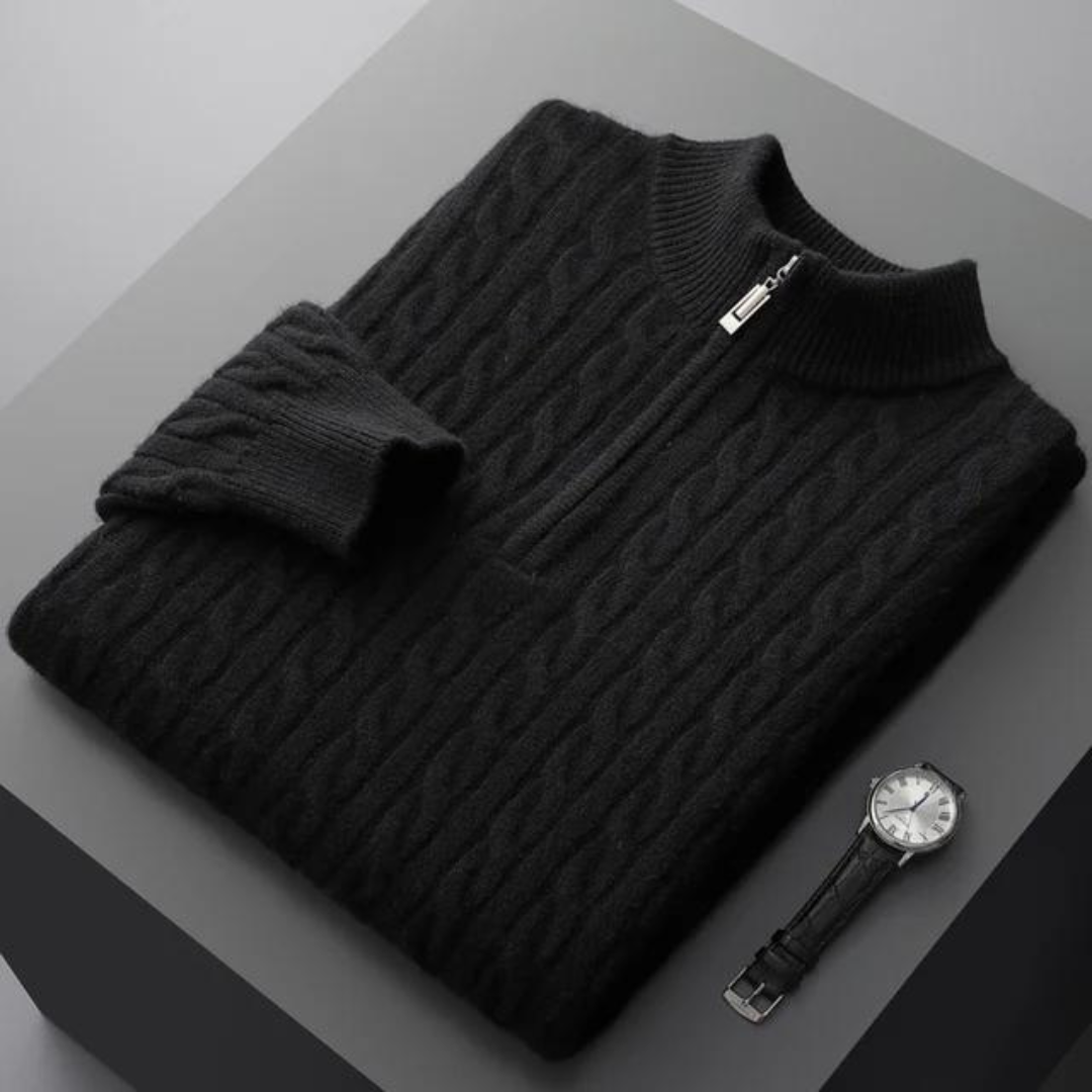 "CASHMERE" WOVEN HALF ZIP