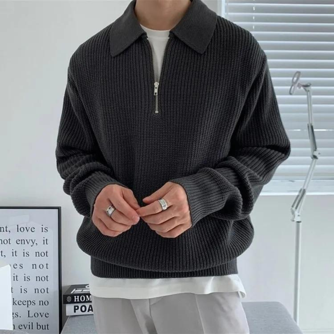 "CESARE" - HALF ZIP SWEATER