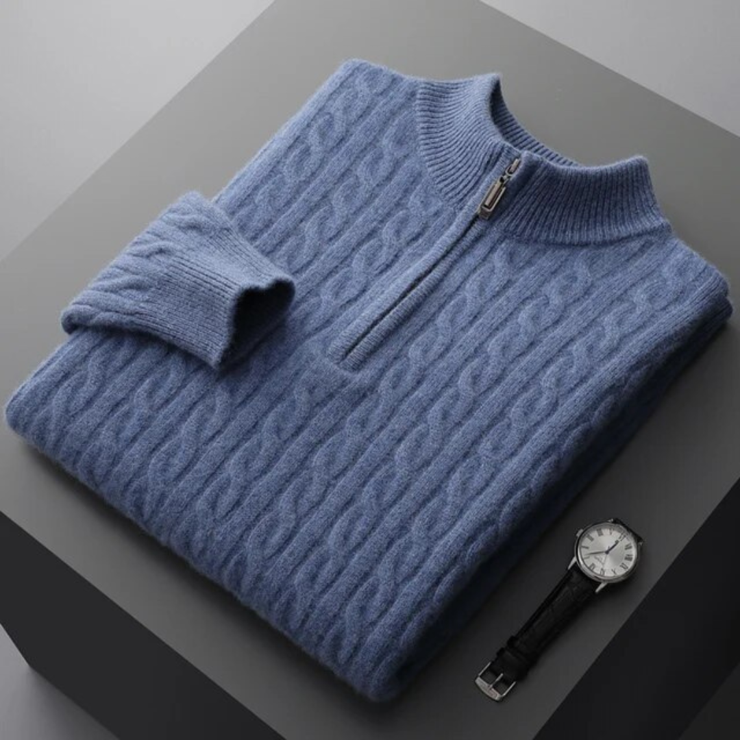 "CASHMERE" WOVEN HALF ZIP