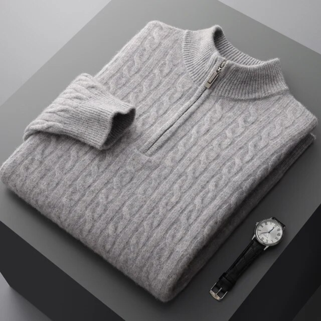 "CASHMERE" WOVEN HALF ZIP