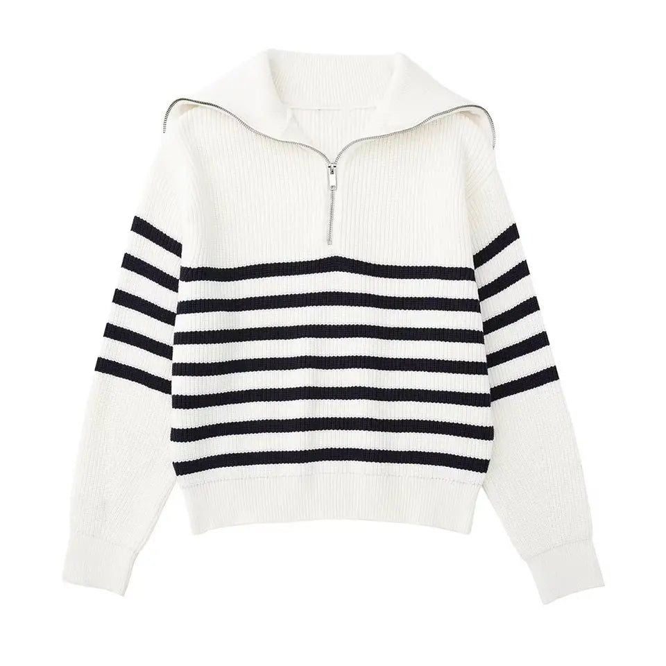 "STRIPED" - ZIP UP SWEATER